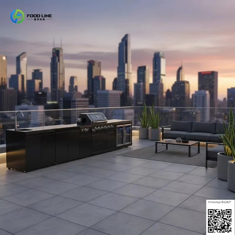 Customized Outdoor Kitchen Cabinet Set Haute Couture Garden Modular Stainless Steel Modern Design Gas Grill