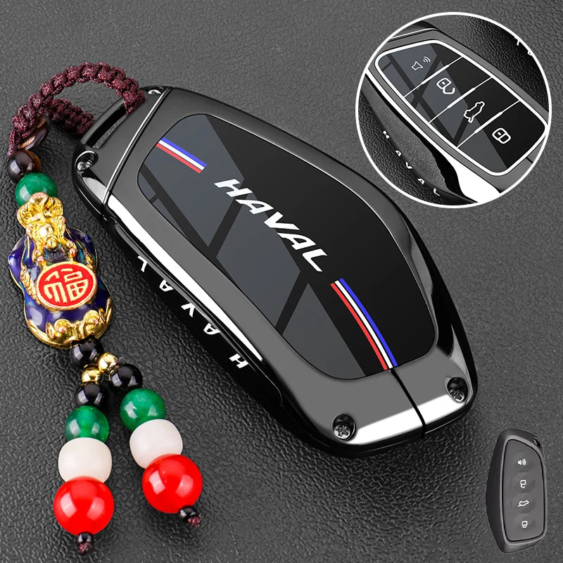 Leather Car Key Case Cover for Great Wall Haval H6 2024 H9 2024 H2 M6 Cool Dog Plus Owl Dragon MAX F7 F7X F7H H8 H3 Accessories