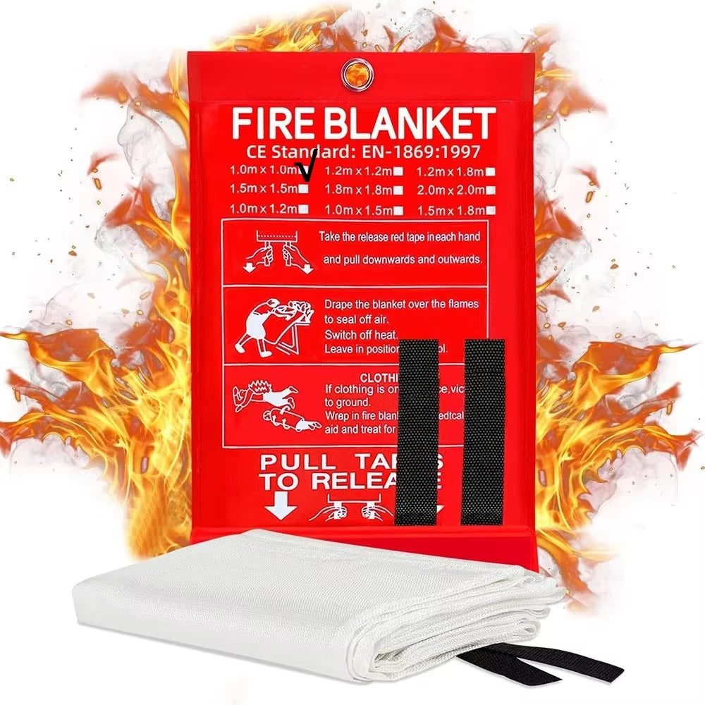 4 Size Square Fire Blankets Fiberglass Retardant Fire Suppression Emergency Survival Kit for People Home Car Kitchen Safety