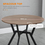 Homcom Round Dining Table with Wooden Top and Steel Frame Ø90X76 cm