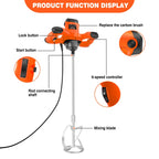 New Handheld Paint Concrete Mixer Machine Paddle Mixer Adjustable 6Speed Stirrer Electric Mix Stirring Tool M14 Mixing Rod 2800W