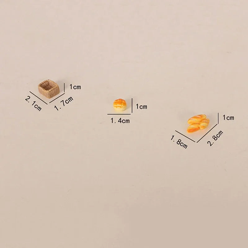 1/12 Decorative Dollhouse Kitchen Simulation Bread Set with Basket