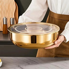 Multi-Purpose Mixing Bowl with Lid, Kitchen Tools & Accessories, Durable Kitchen Items for Hot Pot, Fruit Vegetable Cleaning