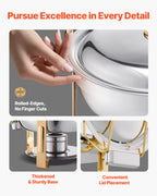 SucceBuy 4 Pack Chafing Dish Buffet Set Stainless Steel Chafer w/4 Full Size Pan Round Catering Warmer Server for Party Banquets