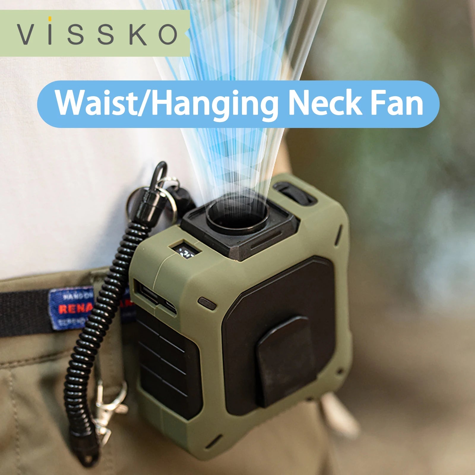 VISSKO 8000mAh Hanging Neck/Waist Fan USB Mini Portable Rechargeable F