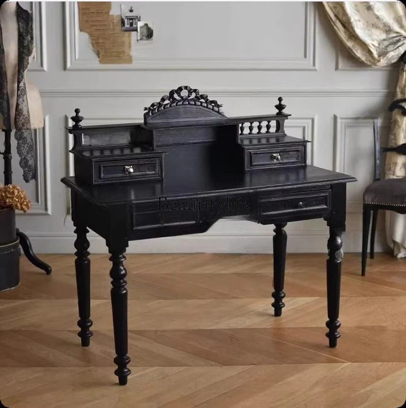 American retro old solid wood dresser French gothic bedroom makeup table