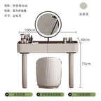 ls 42Italian minimalist solid wood saddle leather retractable dresser makeup table
