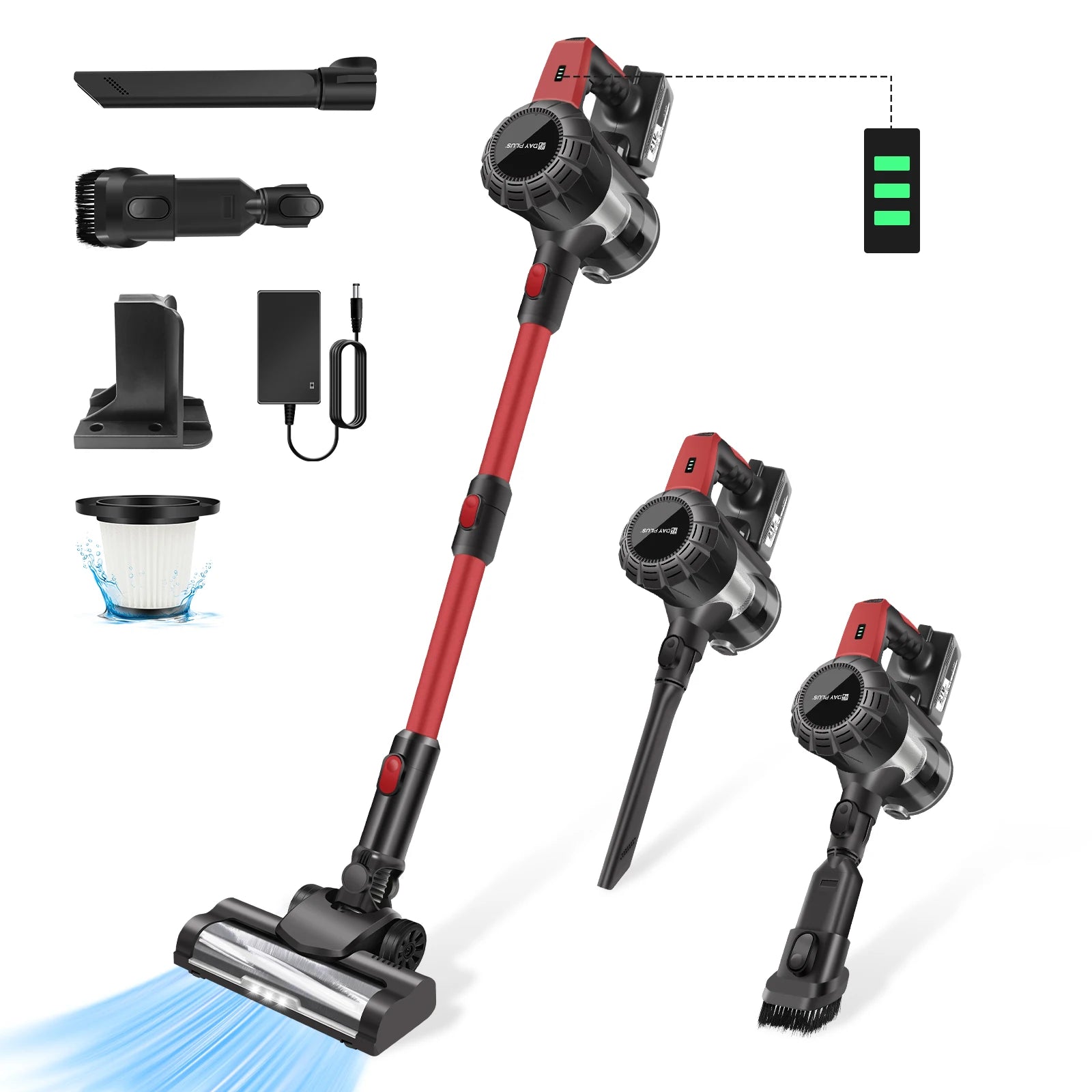 Cordless Vacuum Cleaner Poweful Vaccum Cleaner with 3000mAh Rechargeable Battery, 15KPA Powerful Pet Vacuum Cleaner