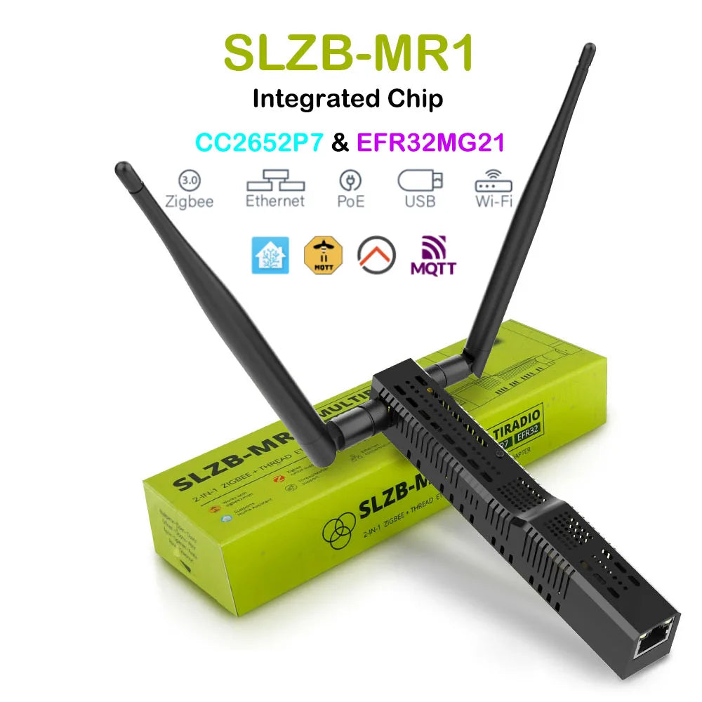 SLZB-MR1 Multiradio Zigbee3.0 Thread Coordinator with PoE Ethernet/USB/WiFi Bridge Compatible Zigbee2MQTT Home Assistant ZHA