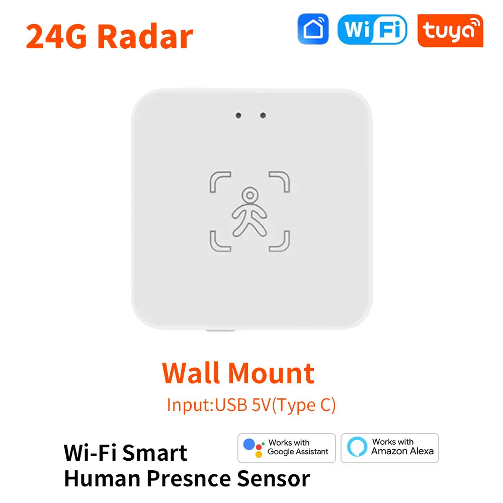 Tuya 24G ZigBee /Wifi MmWave Human Presence Sensor Smart Human Body PIR Sensor Radar Detector With Luminance/Distance Detection