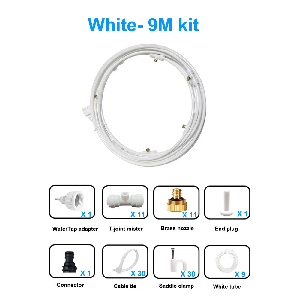 6/9/12/15/18m Outdoor Cooling Patio Misting System Fan Cooler Water Mist Gardenhouse Spray Hot fog misting system