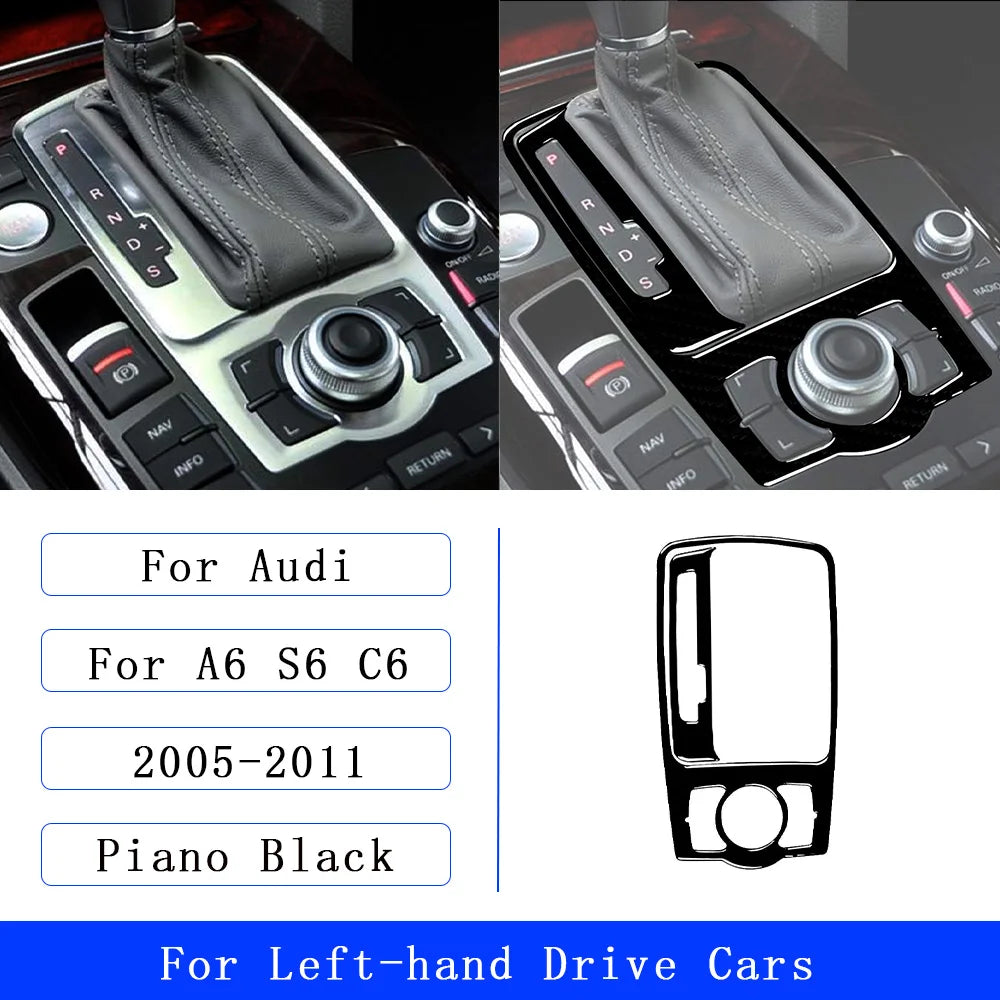 For Audi A6 S6 C6 2005-2011 Piano Black Centre Gear Shift transmission Panel Cover Car inside Trim Accessories Sticker