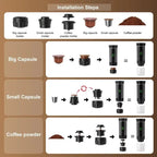 3 in 1 Electric Travel Espresso Machine Heating Water Portable Coffee Maker Compatible with Ground Coffee Small Large Capsules