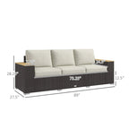 3-Seat Outdoor Patio Sofa with Cushions, Pe Rattan Wicker Sofa, Navy Blue