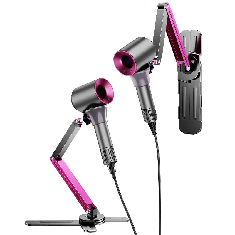 Eary Metal Hair Dryer Holder Wall Mounted Height Angle Adjustable Stand Versatile Free Hands Universal Convenience Furniture