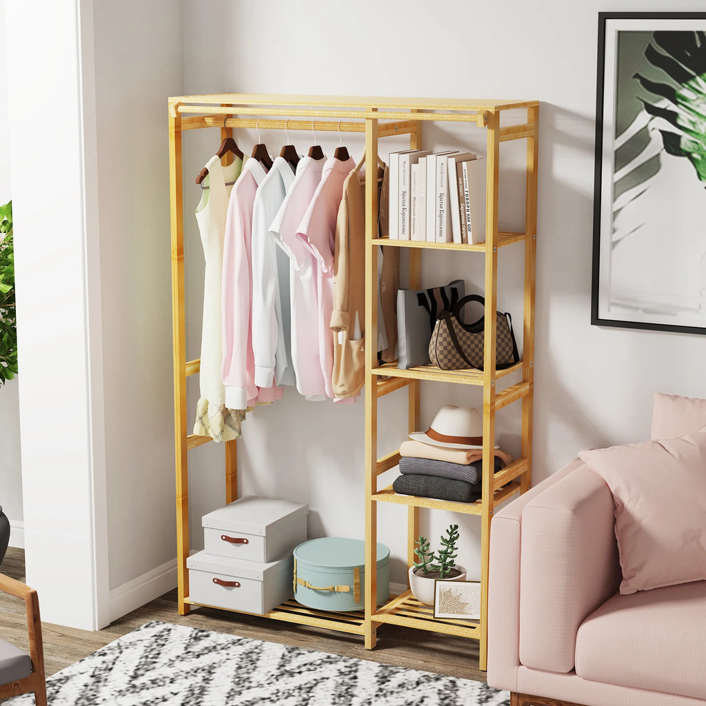 Open Wardrobe Clothes Coat Hanging Rack Heavy Duty Organizer Storage Shelf