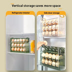Kitchen Large Capacity Egg Fridge Storage Box - Portable Multi-Layer Egg Tray Organizer, Auto Opening/Closing Egg Holder