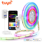 Tuya Smart WiFi Switch WS2811 COB RGBIC RGB LED Strip Light 12V Power Adapter Plug Dimmable Lamp LED Tape for Room Kitchen Decor