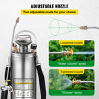 SucceBuy 4-12L Hand Powered Sprayer Stainless Steel Watering Spraying Atomizer Pump Home Ground Garden Cleaning Sprayer