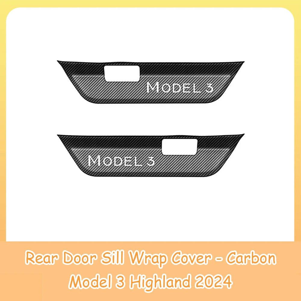 For Tesla Model 3 Highland Front Rear Door Sill Wrap Cover Anti Scratch Stainless Steel Door Sill Strip Plate Car Accessories