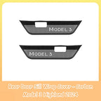 For Tesla Model 3 Highland Front Rear Door Sill Wrap Cover Anti Scratch Stainless Steel Door Sill Strip Plate Car Accessories