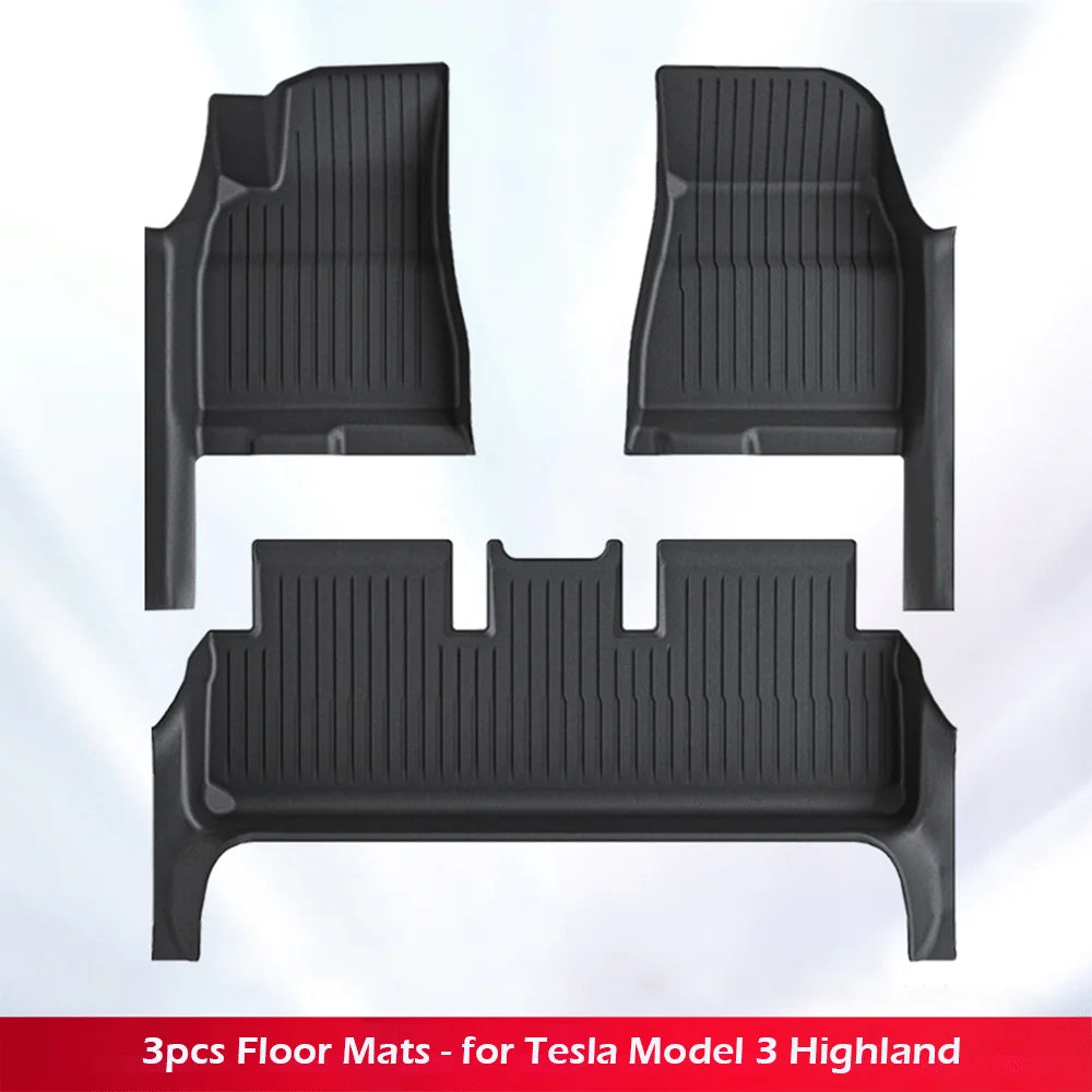 TPE Floor Mat with Door Sill Protector for Tesla Model 3 Highland Floor Trunk Mats Cargo Liner for Model 3 2025 2024 Accessories