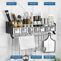 Stainless Steel Kitchen Utensils Holder, Wall-Mounted Spice Rack, Moisture-Proof Storage Shelves, Multiple Grid Partitions