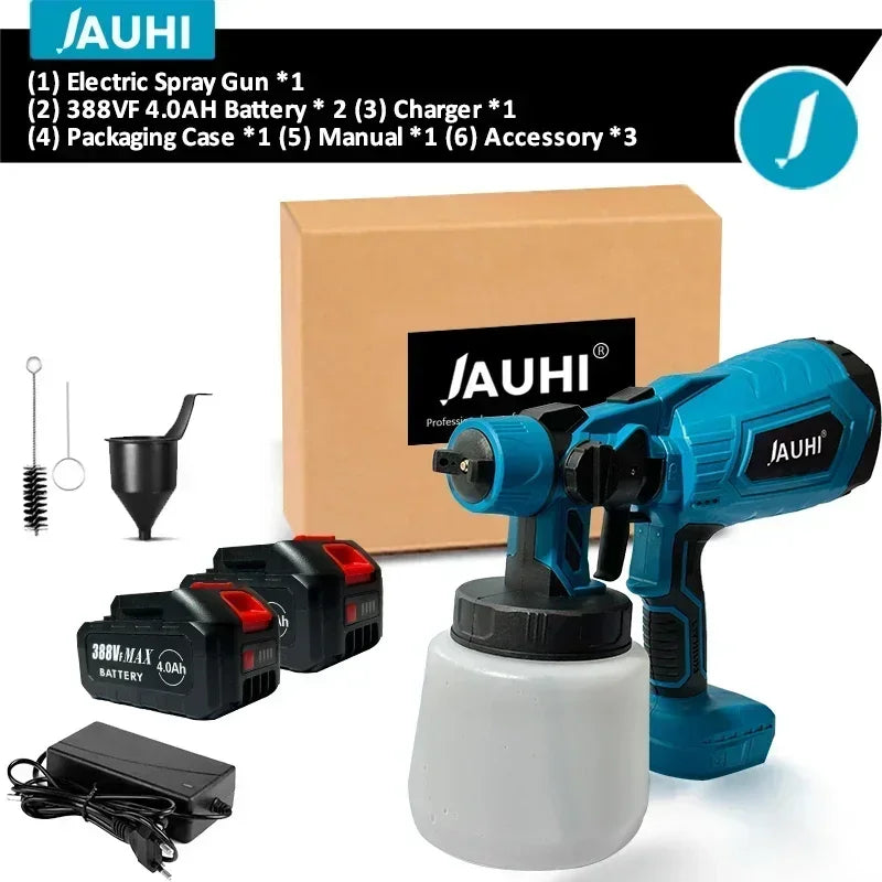 JAUHI 1500W 1000ML Cordless Electric Spray Gun with Battery Household Disinfection Sterilization Portable Paint Sprayer