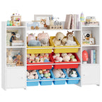 Getone Toy Storage Unit, Children's Bookcase, Toy Organiser with 8 Boxes and 9 Shelves 138x29x94 cm White/Pink
