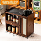 Mobile tea table Small tea table Kettle integrated tea cabinet Solid wood coffee table Tea cart Brewing tea table