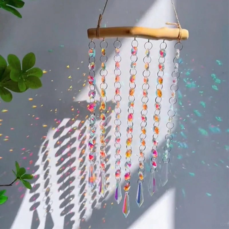 Brass Crystal Rainbow Crystal Hanging Pendants Suncatcher Moon Catcher Stained Glass Wind Chimes Home Garden Decor Kristalle