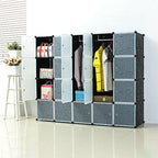 Wardrobe shoe cabinet storage cabinet,  20 cubes wardrobe with 2 clothes rails, stackable folding wardrobe, for bedroom clothes