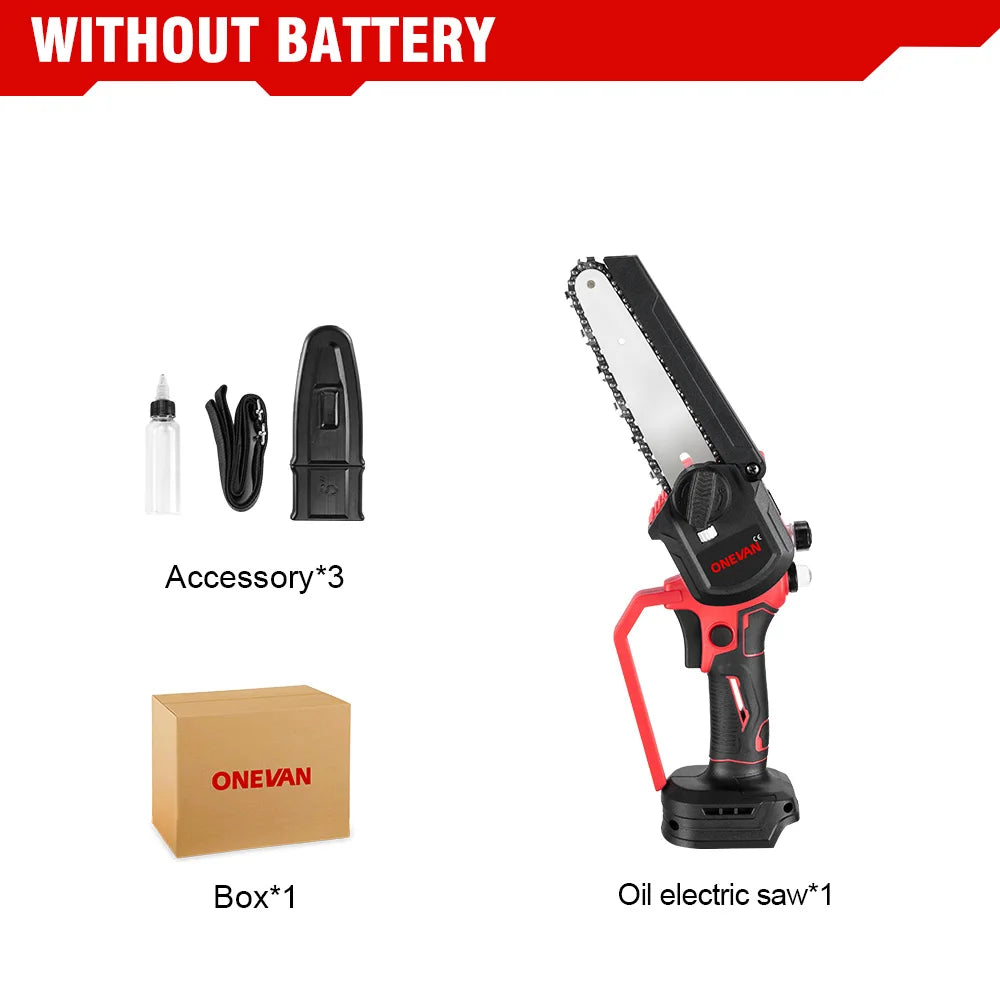 6Inch Electric Chainsaw 20000RPM Rechargeable Portable Pruning Saw Branch Pruner Shears Garden Power Tool for 21V 18V Battery