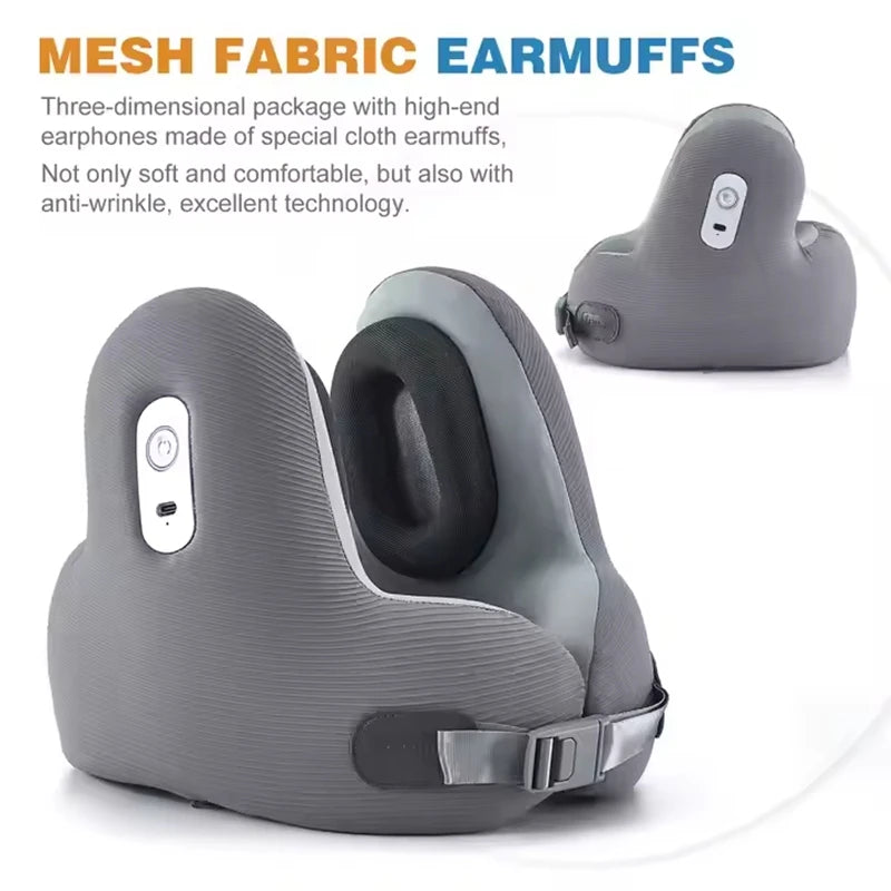 Memory Foam Travel Neck Pillow with Noise Reduction - U-Shaped Bluetooth Music Pillow for Ultimate Comfort on the Go travel