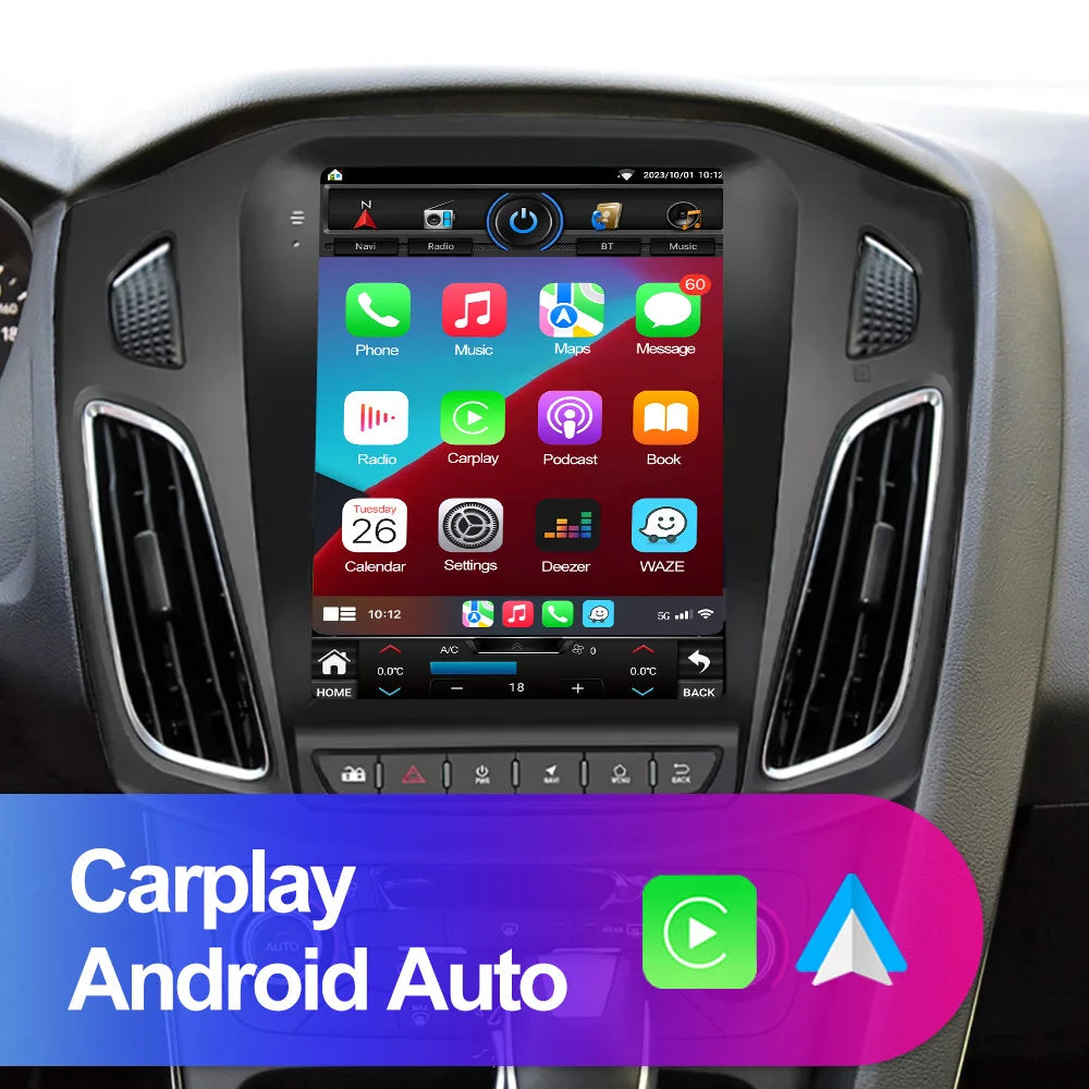 CAIXI GX9 Car Radio Multimedia Player for Ford Focus 3 Mk 3 2011 - 2019 Android 12 2din Carplay Auto Stereo GPS Vertical Tesla