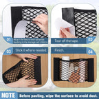 Car Trunk Net Car Double Storage Network Bag Auto Seat Back Fixed Mesh Pocket Universal Car Elastic Velcro Straps Net Organizer