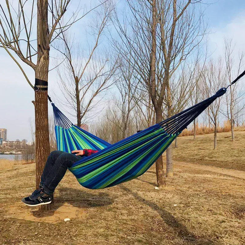 Red Canvas, single, double hammock outdoor camping indoor children's swing thickened striped camping hammock