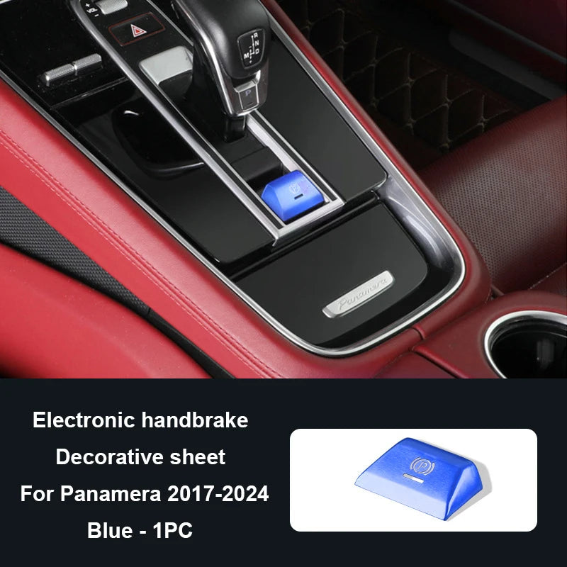 Car Handbrake Parking P Button Sequins Decoration Cover Trim For Porsche Cayenne Panamera 2017-2024 Macan 2014-2021 Accessories
