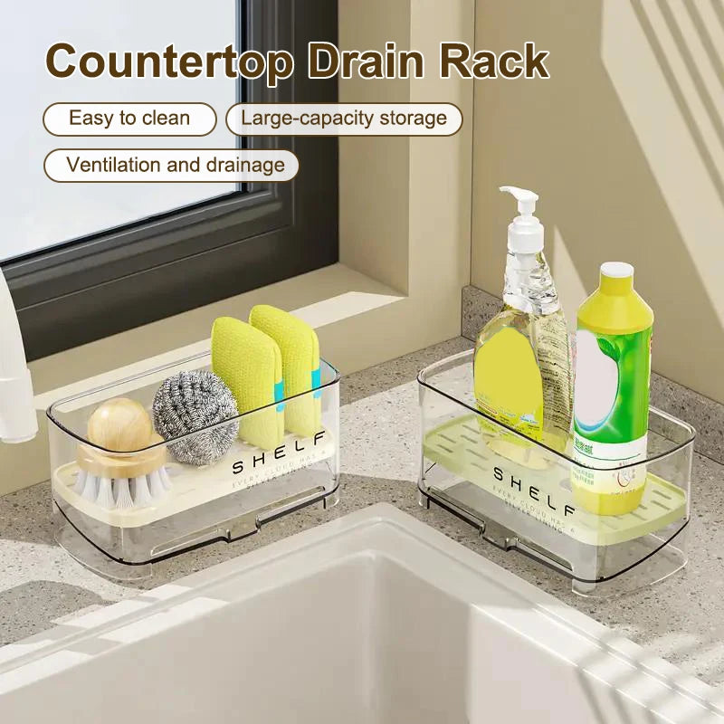 New Kitchen Sink Caddy; Wall-mounted Sponge Holder; Household Faucet Storage Gadget; Drain Design; 1pc Rag Rack.