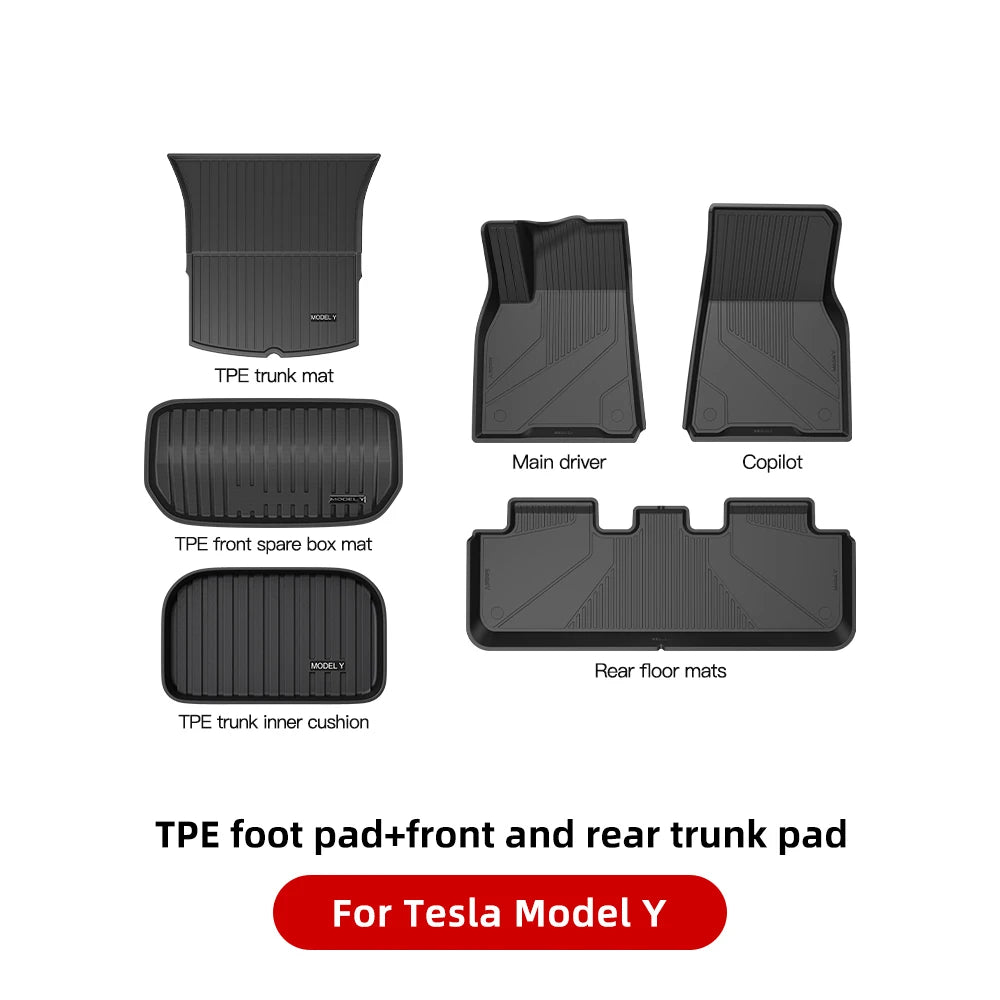 YZ For Tesla Floor Mats Model 3 Y Highland 2021-2024 Car Four Seasons Waterproof Non-slip Floor Mat TPE Special Car Accessories