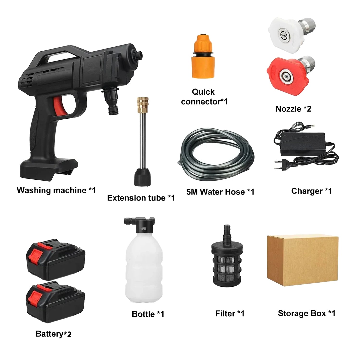 1500W Cordless High-pressure Water Spray Gun for Flower Watering Garden Cleaning Pet Bathing Household Car Cleaning Machine