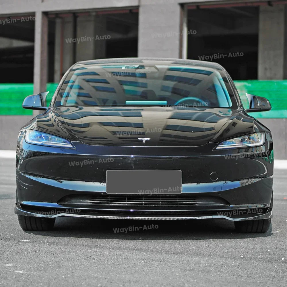 For Tesla Model 3 Highland 2024 Front Lip DC Body Kit Gloss Black Carbon Sport Front Guard Trim Spoiler ABS Auto Accessories Car