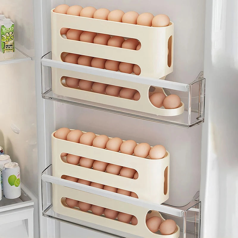 Kitchen Dedicated Roll Off Egg Storage Rack Refrigerator Egg Storage Box Automatic Scrolling Egg Holder Household