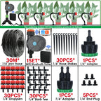 KESLA Greenhouse 5-50M Drip Irrigation System Automatic Watering Garden Hose DIY Micro Drip Watering Kits w/ Adjustable Drippers