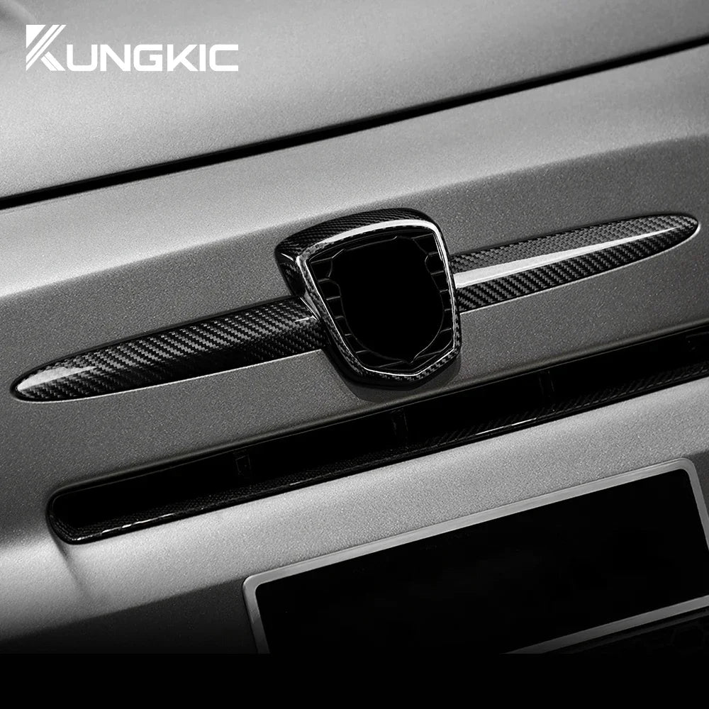 Real Hard Carbon Fiber Front Logo Frame Cover For Abarth 595 695 2012 2013 2014 2015 2016 2017 2018 2019 2020 2021 2022 2023