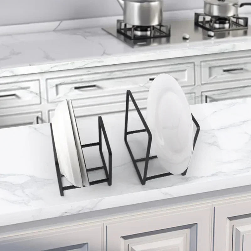 2PCS Kitchen Cabinet Plate Storage Countertop Dish Rack Drawer Dinner Plate Partition Drain Rack Layered Storage Rack