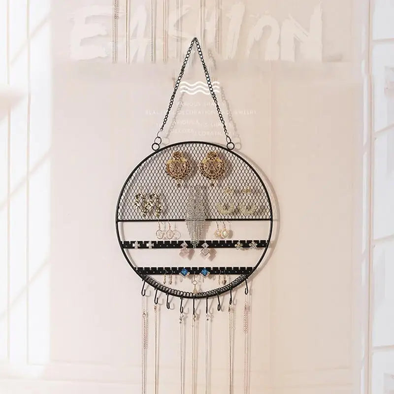 Wall Earring Hanger  Metal Grid Wall Shelf Earring Organizer Jewelry Holder Ear Stud Display Rack for Bracelet Necklace Ring
