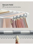 SONGMICS Clothes Drying Rack, With Sock Clips, Metal Laundry Rack, Foldable, Space-Saving, Free-Standing Airer, With Height-A