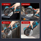Cordless Electric Angle Grinder 19500rpm Handheld Polishing Grinding Machine Diamond Cutting Power Tool 12V Battery Rechargeable