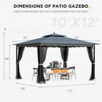 Heavy Duty Outdoor Patio Gazebo with Mosquito Netting | Dual Air Roof